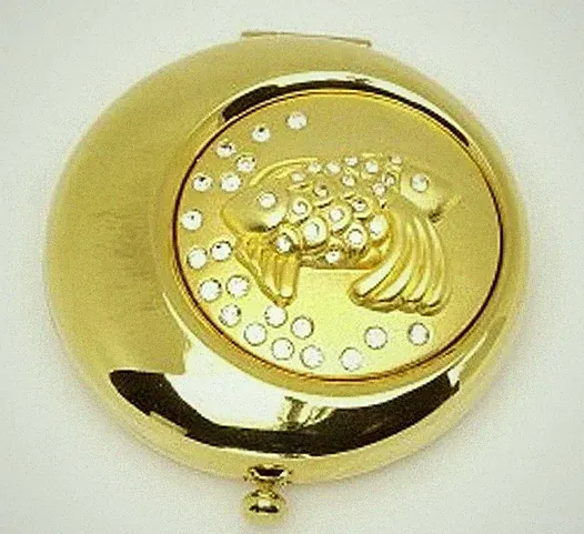 Estee Lauder Solid Perfume Powder Compact 2000 "Golden Pisces" Both Boxes
