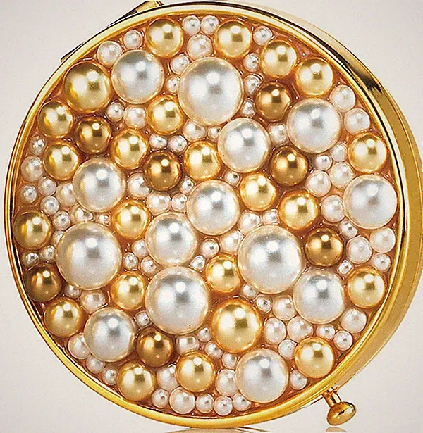 Estee Lauder Solid Perfume Powder Compact "2008 Sea of Pearls" Mint Condition