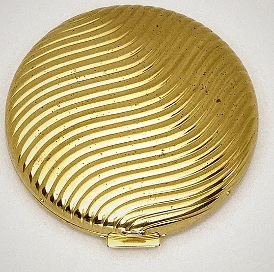 Estee Lauder Solid Perfume Powder Compact "Golden Ribbed"