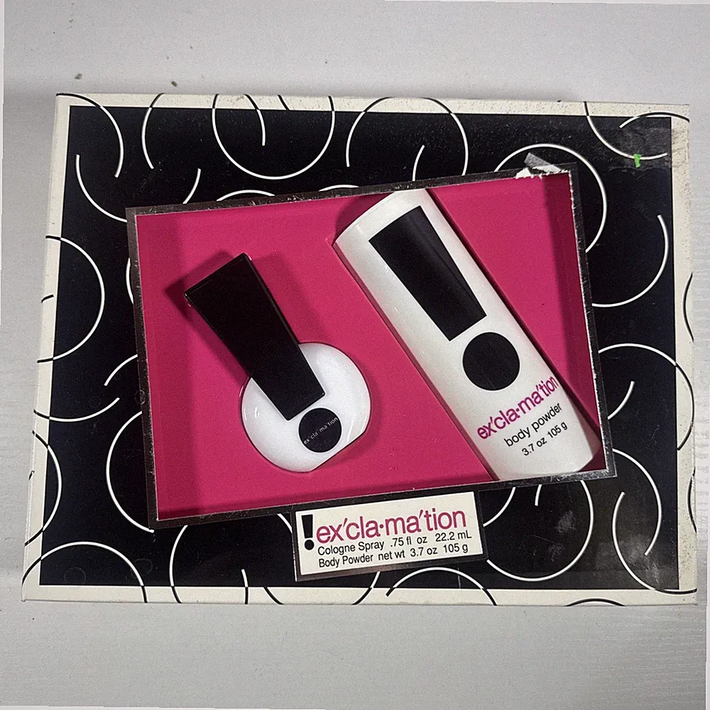 Exclamation Coty Perfume Cologne Spray .75 oz New W/ Box 3.7 Body POWDER Set
