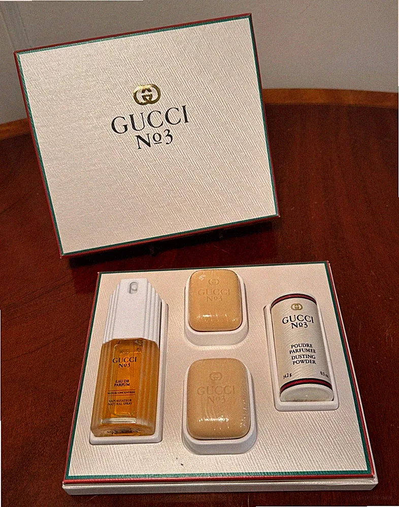 NEW Rare Vintage GUCCI No. 3 Parfum/Perfume, Dusting Powder & Bar Soap Gift Set